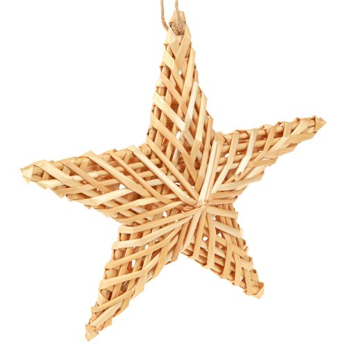 Dekoratyvinės žvaigždės Kalėdų eglutės dekoracijoms pakabinti, rotangas, 19 cm, 3 vnt.
