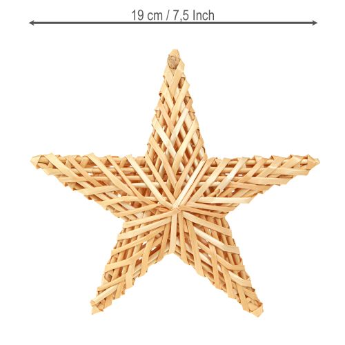 daiktų Dekoratyvinės žvaigždės Kalėdų eglutės dekoracijoms pakabinti, rotangas, 19 cm, 3 vnt.