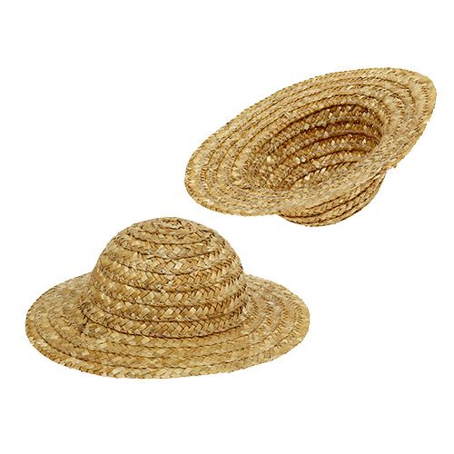 Floristik24 Dekoratyvinė šiaudinė kepurė Ø16cm natūralios spalvos 12vnt