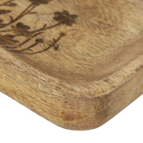 daiktų Dekoratyvinis medinis padėklas su gėlių raštu mango mediena 20×15,5 cm