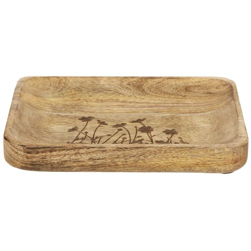 daiktų Dekoratyvinis medinis padėklas su gėlių raštu mango mediena 20×15,5 cm