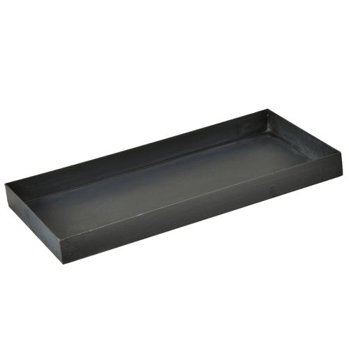 Dekoratyvinis metalinis padėklas, juodai pilkas, nuplautas, 30 × 15 cm