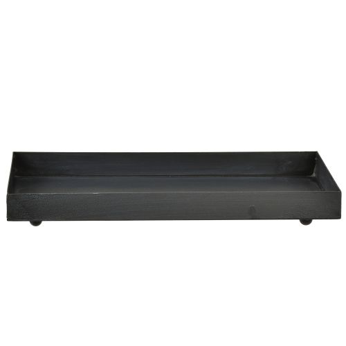 daiktų Dekoratyvinis metalinis padėklas, juodai pilkas, nuplautas, 30 × 15 cm