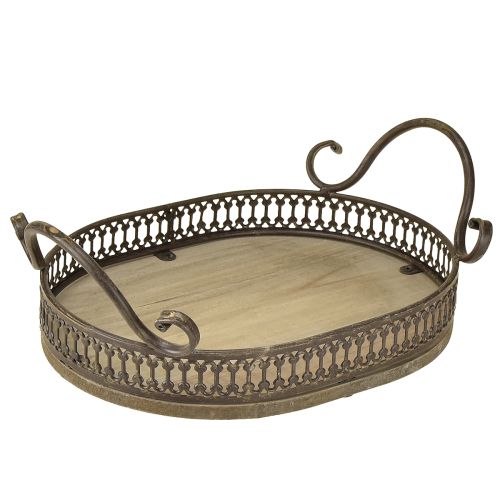 Floristik24 Dekoratyvinis padėklas ovalus 23 cm x 17,5 cm x 7,5 cm rudas