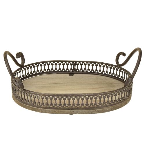 daiktų Dekoratyvinis padėklas ovalus 23 cm x 17,5 cm x 7,5 cm rudas