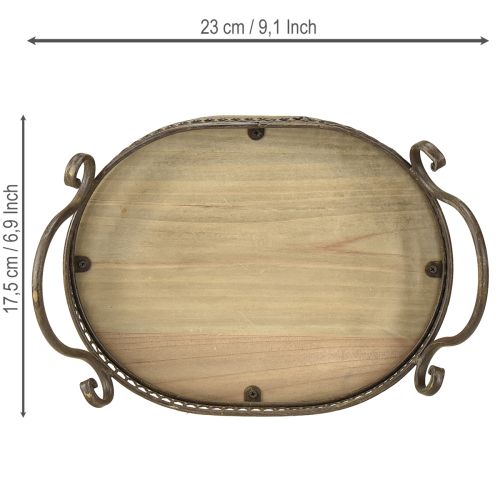daiktų Dekoratyvinis padėklas ovalus 23 cm x 17,5 cm x 7,5 cm rudas