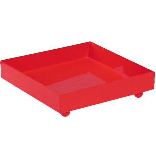 Dekoratyvinis padėklas kvadratinis raudonas metalinis padėklas 15 × 15 cm 2 vnt.