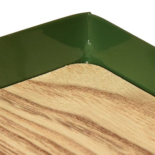 daiktų Dekoratyvinis padėklas stačiakampis žalias metalinis medinis pagrindas 41 × 14 cm