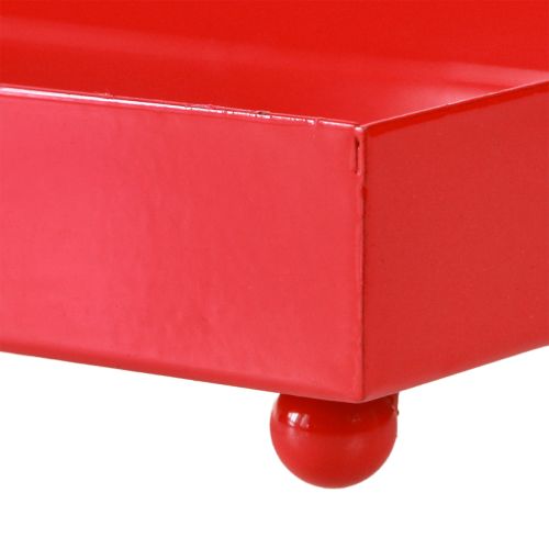 daiktų Dekoratyvinis padėklas stačiakampis raudonas metalinis padėklas su kojelėmis 30 × 15 cm