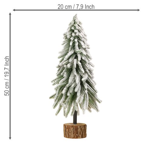 Floristik24 Dekoratyvinė Kalėdų eglutė, sniegu padengta, su žieve, Ø20cm, aukštis 50cm