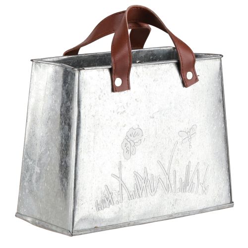 daiktų Dekoratyvinis maišelis sidabrinis baltas rudas metalinis vazonas L22cm 2vnt