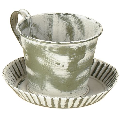 Dekoratyviniai metaliniai puodeliai, baltai dažyti, antikvariniai, Ø9cm, aukštis8cm, 2vnt.