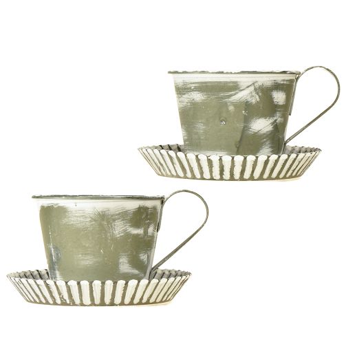 daiktų Dekoratyviniai metaliniai puodeliai, baltai dažyti, antikvariniai, Ø9cm, aukštis8cm, 2vnt.