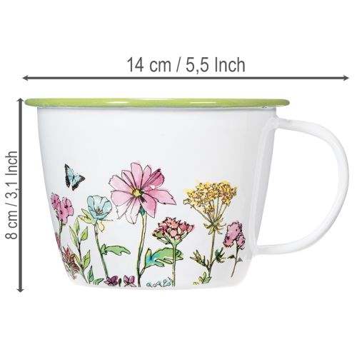 Dekoratyvinis puodelis, emaliuotas vazonas, Ø11cm, aukštis 8cm | Floristik24.lt