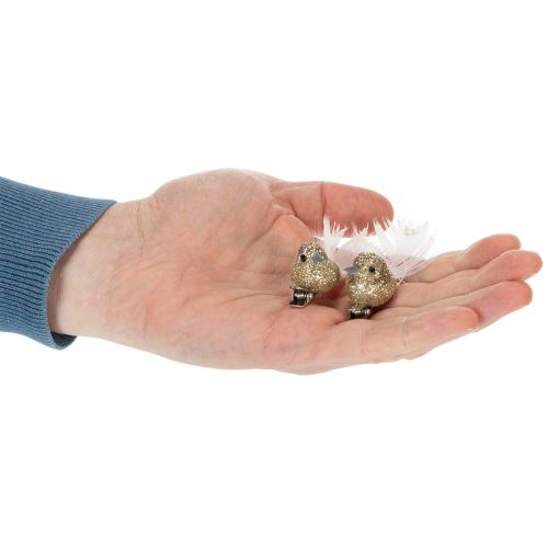 daiktų Dekoratyvinė balandžių pora, dekoratyviniai paukšteliai su segtuku, auksiniai, 5 cm, 4 vnt.