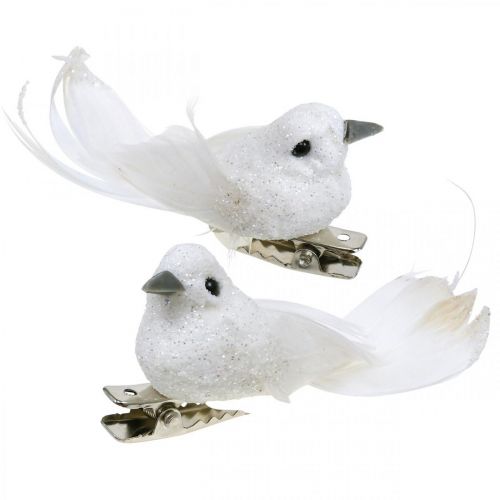 daiktų Deco balandžių pora Deco paukščiai su segtuku balta L5cm 4vnt