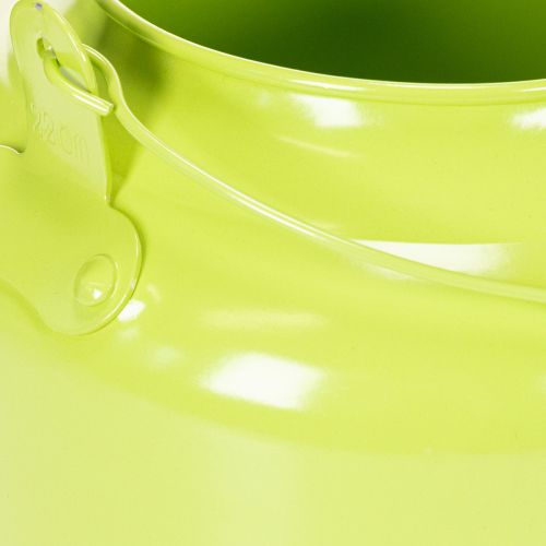 Dekoratyvinis metalinis arbatinukas, obuolių žalios spalvos - gėlių vazonas - Ø20cm A15cm - universali sodo puošmena ir dovanos idėja | Floristik24.lt