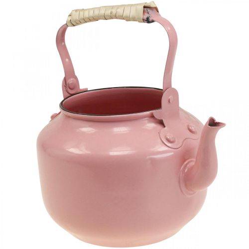 daiktų Dekoratyvinis arbatinukas metalinis senas rožinis Ø8.6cm H16cm