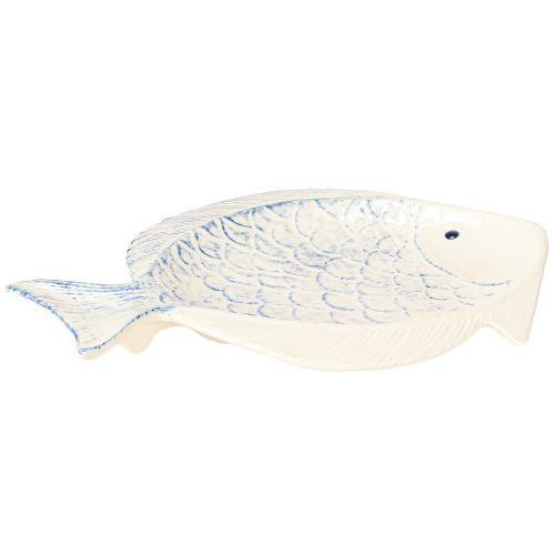 daiktų Dekoratyvinės lėkštės žuvytės keramikos stalo puošmena mėlyna balta 30×22cm
