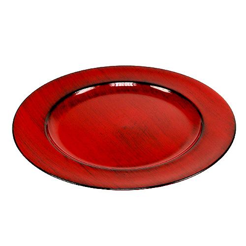 daiktų Dekoratyvinė lėkštė plastikinė Ø28cm raudona-juoda