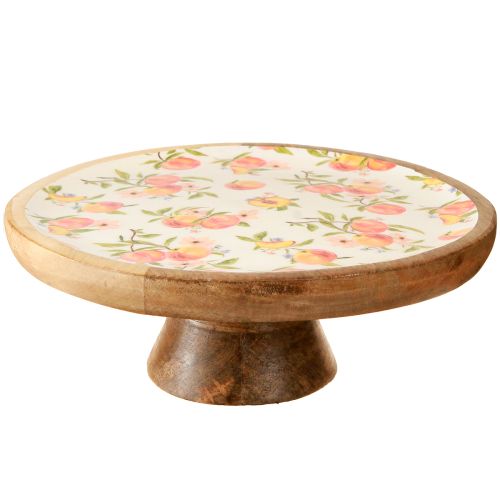 Floristik24 Dekoratyvinė lėkštė su pagrindu mango medienos persikų motyvu Ø26cm H9,5cm