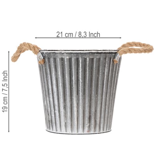 Dekoratyvinis vazonas sodinimui, metalinis vazonas su rankenomis, metalinė dekoracija, shabby chic Ø21,5 cm | Floristik24.lt