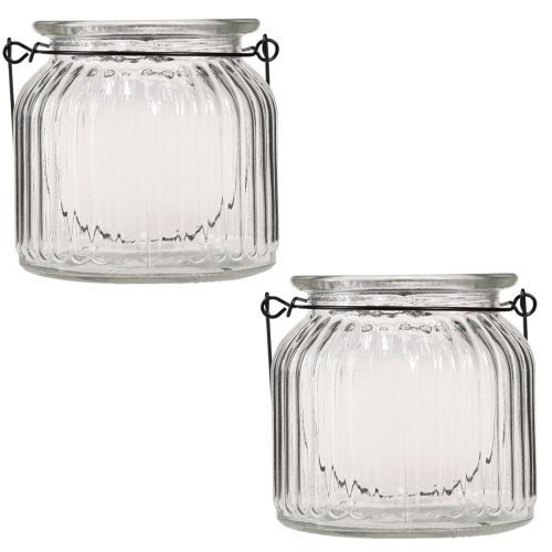 daiktų Dekoratyvinė vaza retro stiklo žibinto rankena Ø10cm H10cm 2vnt