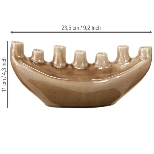 daiktų Dekoratyvinė Vaza Valtis Keraminė Vaza Ruda 23×8,5cm H11cm