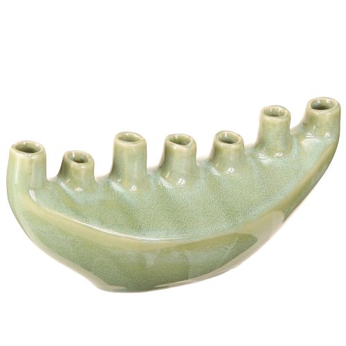 daiktų Dekoratyvinė Vaza Valtis Keraminė Vaza Šviesiai Žalia 23×8,5×11cm