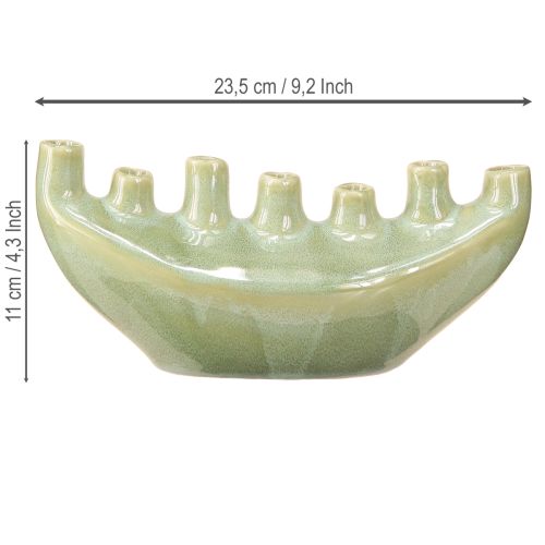 daiktų Dekoratyvinė Vaza Valtis Keraminė Vaza Šviesiai Žalia 23×8,5×11cm