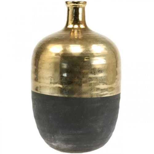 daiktų Dekoratyvinė vaza Juoda/Auksinė gėlių vaza keraminė Ø18cm H29cm