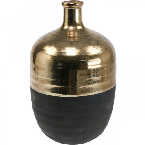 daiktų Dekoratyvinė vaza Juoda/auksinė keraminė vaza didelė Ø21cm H37,5cm