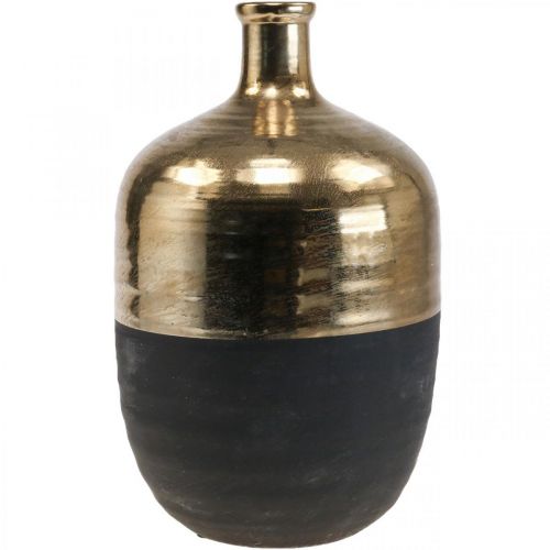 daiktų Dekoratyvinė vaza Juoda/auksinė keraminė vaza didelė Ø21cm H37,5cm
