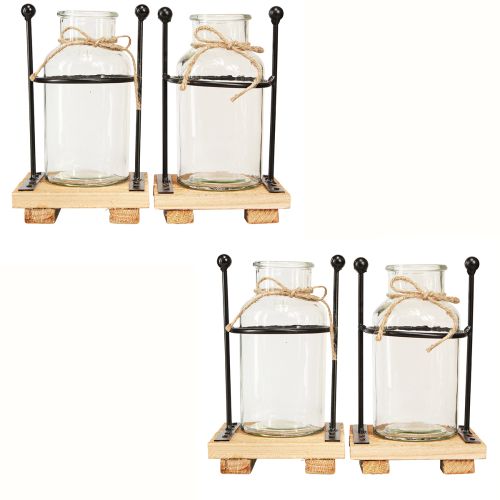 daiktų Dekoratyvinės vazos butelių vazos stiklas ant pagrindo 12×12×20cm 4vnt