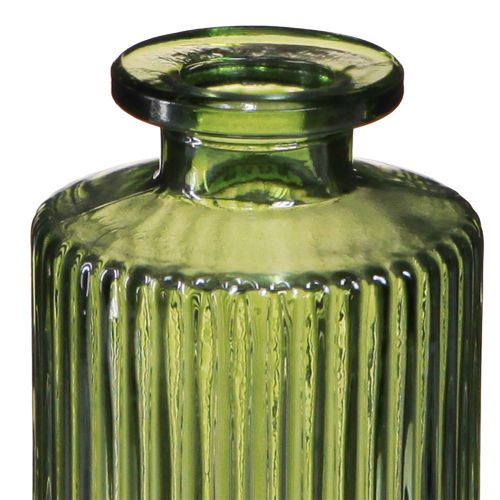 daiktų Dekoratyvinės vazos žalios mini vazos stiklinės retro Ø5cm H13cm 6 vnt