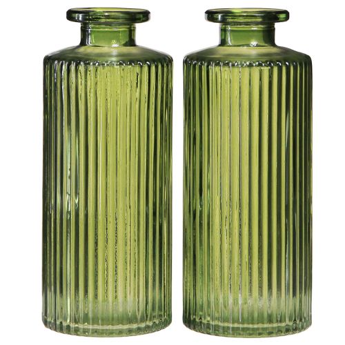 daiktų Dekoratyvinės vazos žalios mini vazos stiklinės retro Ø5cm H13cm 6 vnt