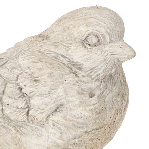 daiktų Dekoratyvinė paukščio figūrėlė, žvirblis, lieto akmens, baltai nuskalbta, aukštis 12,5 cm