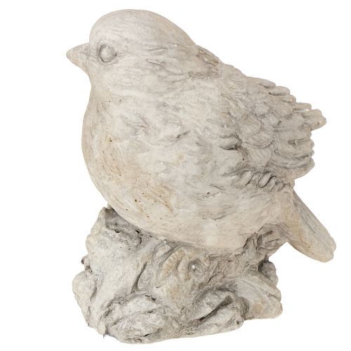 daiktų Dekoratyvinė paukščio figūrėlė, žvirblis, lieto akmens, baltai nuskalbta, aukštis 12,5 cm