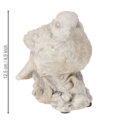 daiktų Dekoratyvinė paukščio figūrėlė, žvirblis, lieto akmens, baltai nuskalbta, aukštis 12,5 cm