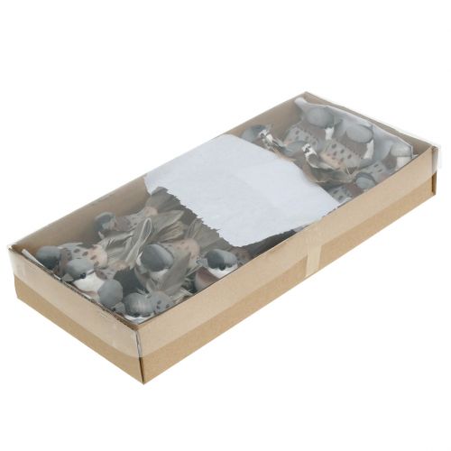 Floristik24 Dekoratyvinis paukštis pilkas, rudas 8,5cm 12vnt