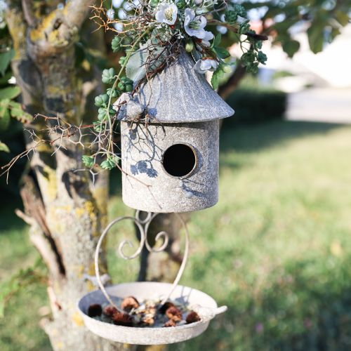 daiktų Dekoratyvinė paukščių namelio metalinė pakabinama puošmena iš antikvarinio Ø15cm H21cm