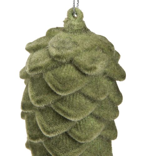 daiktų Dekoratyvinis kankorėžių pakabukas, žalias, pūko formos, 11,5 cm, 6 vnt.