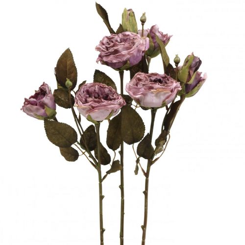 Deco rožių puokštė dirbtinių gėlių rožių puokštė violetinė 45cm 3vnt