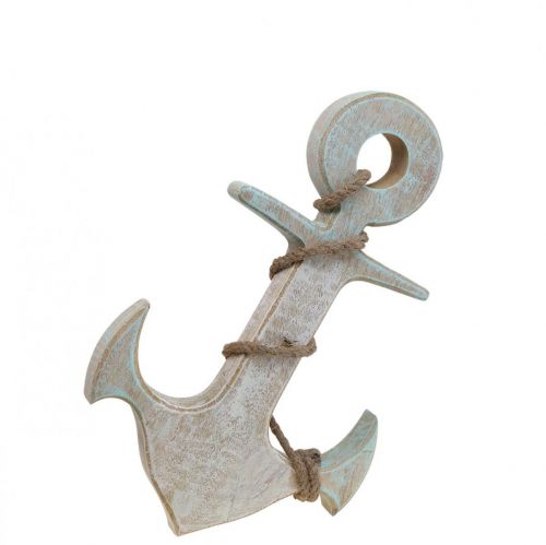 Anchor Deco Wood Maritime Deco White Blue 24,5cmx14,5cm