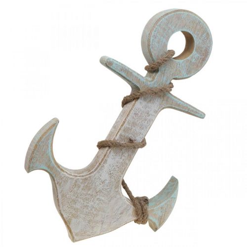 daiktų Anchor Deco Wood Maritime Deco White Blue 42cmx25cmx3.5cm