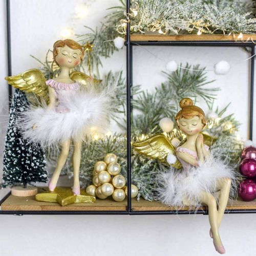 daiktų Deco balerina angel rožinė, auksinė Ø11,5 H15cm 2vnt