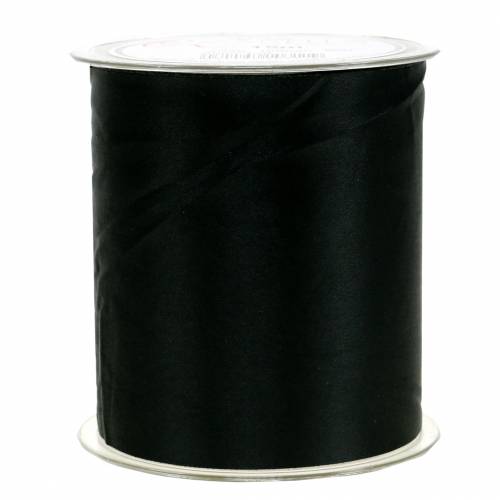 Floristik24 Satino stalo juostelė juoda 100mm 15m