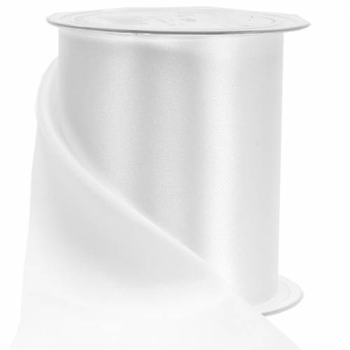 Floristik24 Satino juostelė stalo juostelė balta 100mm 15m