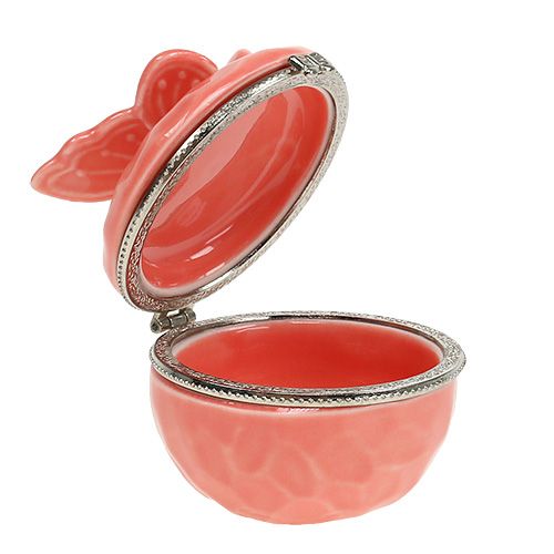 Floristik24 Deko dėžutė su drugeliu lašiša Ø6cm H6cm