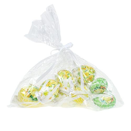 Floristik24 Dekoratyviniai margučiai pakabinti geltonai žali 5-8cm 8vnt